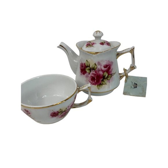 Porcelain Treasures Hand Paint Tea For One Set By Betty Platner Rose 8817 - Picture 2 of 8